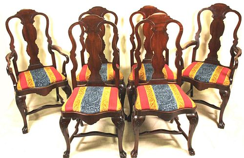 LOT OF EIGHT QUEEN ANNE STYLE DINING CHAIRS