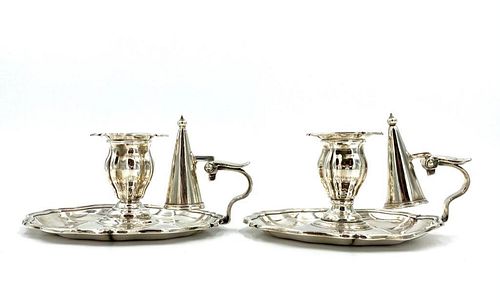 Pair of His and Hers Chambersticks, Sheffield, 1844