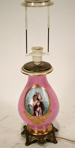 19th CENTURY PORCELAIN VASE NOW A LAMP