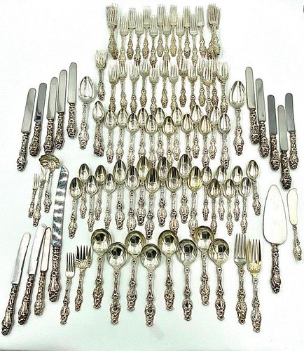 Whiting Sterling Silver Flatware Service, Lily Pattern