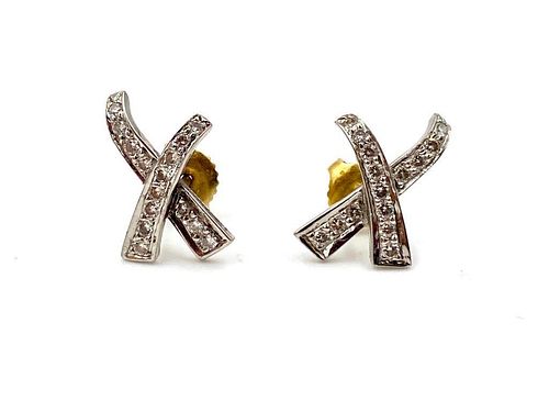 Pair of Platinum Diamond Earrings