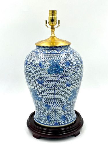 Asian Blue and White Vase Fitted as Table lamp