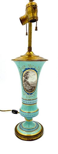 English Porcelain Vase Fitted as Table Lamp