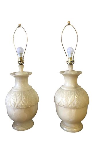 Vintage Collosal Alabaster Lamps A Pair