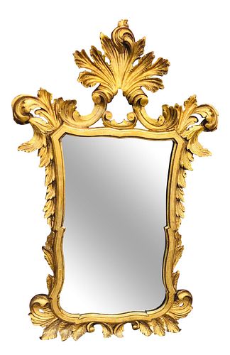 Italian Rococo Style Gold Gilt Wooden Mirror