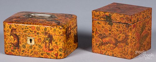 Two decoupage boxes, ca. 1900
