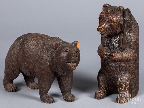 Two carved black forest bears