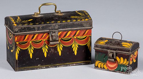 Two Pennsylvania toleware dome lid boxes, 19th c.