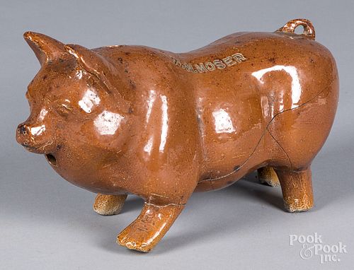 Stoneware pig, ca. 1900, impressed W.M. Moser