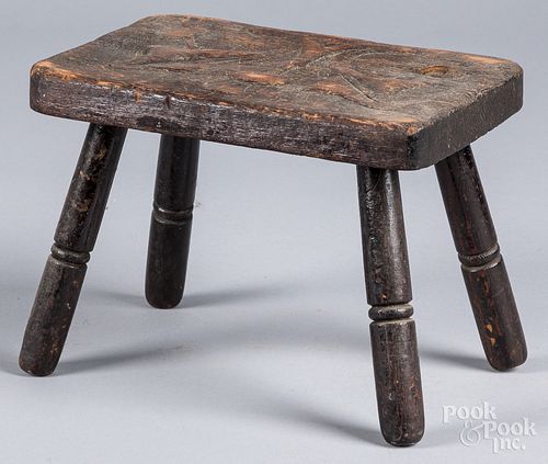 Carved walnut footstool, late 19th c.