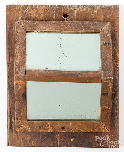 Unusual pine mirror, 19th c.