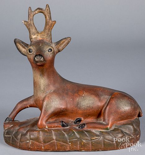 Large chalkware stag, early 20th c.