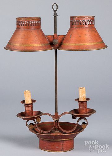 Painted tin boulotte lamp, 20th c.