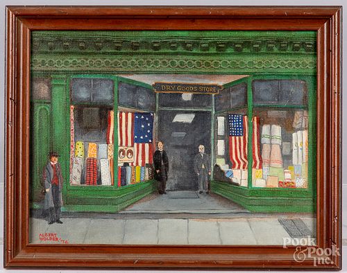 Albert Wolper oil on canvas street scene