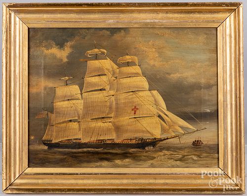 Oil on canvas ship portrait, late 19th c.