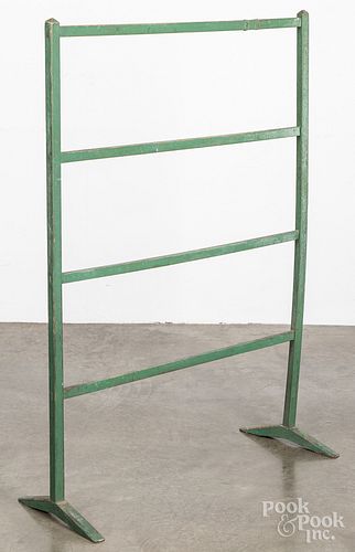 Green painted towel stand, 19th c.