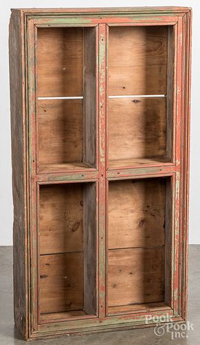 Painted pine wall cabinet, 19th c.