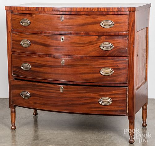 Sheraton bowfront chest of drawers, ca. 1815