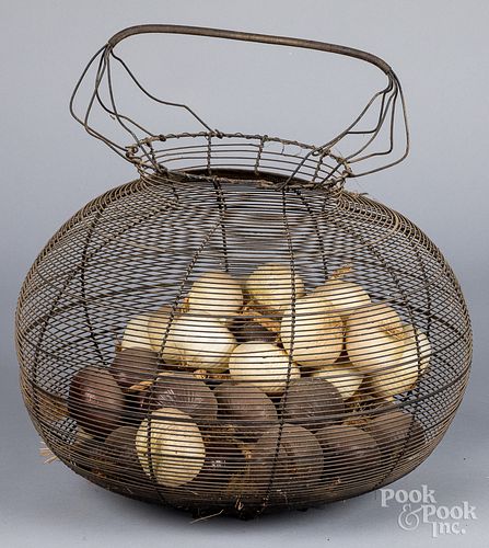 Large wire basket, with composition onions