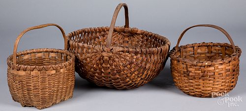 Three split oak baskets