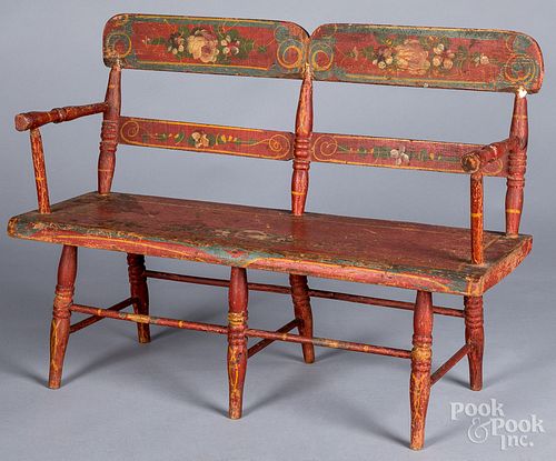 Doll's painted settee, 19th c.