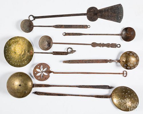 Group of wrought iron kitchen utensils, 19th c.