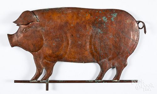 Copper pig weathervane, 20th c.