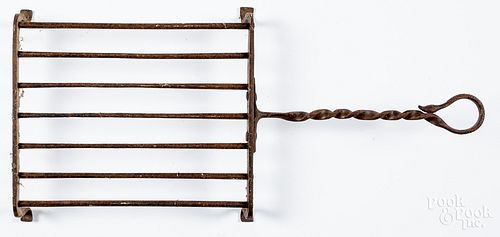 Wrought iron trivet with snake handle, 19th c.