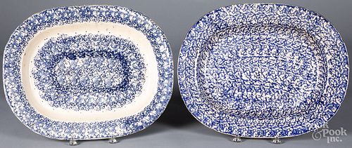Two blue spongeware platters, 19th c.