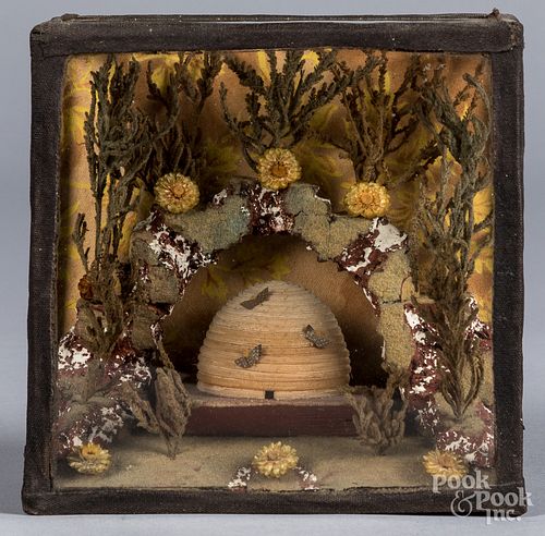 Victorian diorama of a bee skep, 19th c.