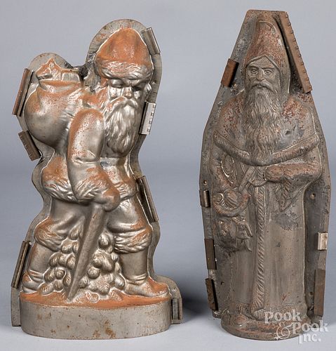 Two large Santa Claus chocolate molds
