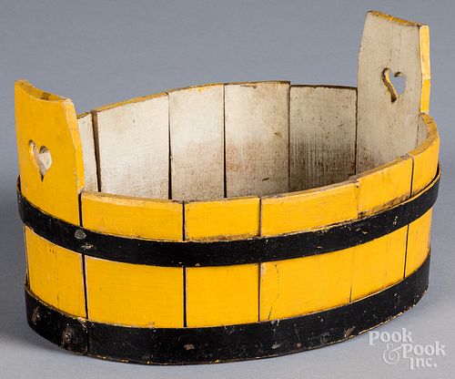 Small painted wood oval tub, 19th c.
