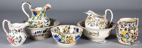 Group of floral pearlware, early 19th c.