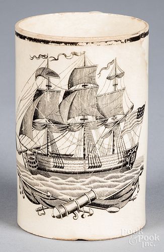 Liverpool creamware transferware mug, early 19th c