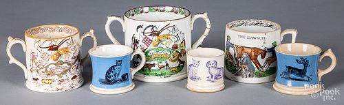 Group of porcelain mugs, 19th c.