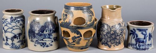 Five pieces of contemporary stoneware