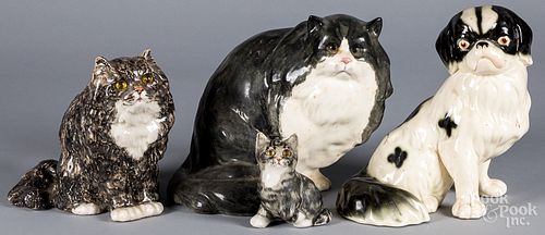 Three English Winstanley ceramic cats, etc.