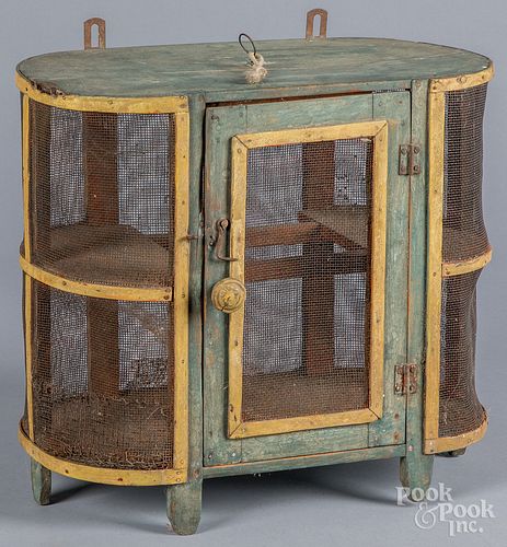 Small painted pine hanging pie safe, 19th c.