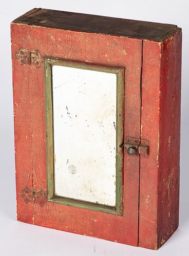 Small painted pine hanging cupboard, late 19th c.