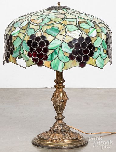 Leaded glass table lamp, early 20th c.