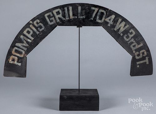 Painted sheet metal sign for Pompi's Grill