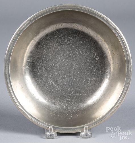 Boston pewter basin, ca. 1780, bearing the touch o