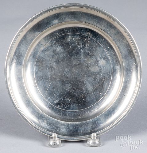 Hartford, Connecticut pewter plate, ca. 1840, bear