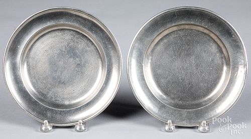 Two Philadelphia pewter plates, late 18th c.