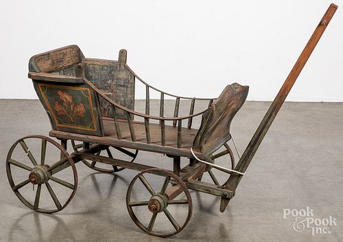 Painted pull cart, late 19th c.