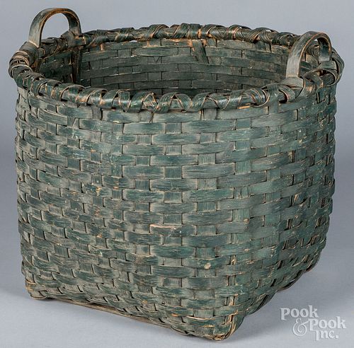 Large painted splint gathering basket, 19th c.