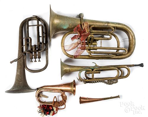 Group of brass horns