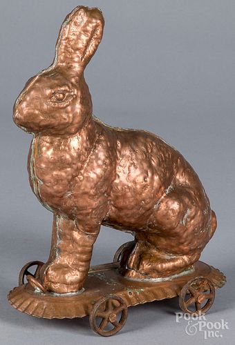 Michael Bonne copper rabbit mold pull toy