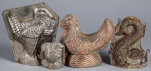 Four chocolate molds, early 20th c.