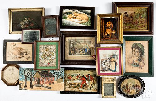 Large group of framed art, 19th and 20th c.